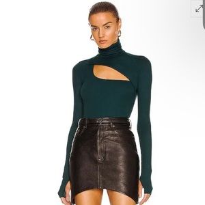 ALIX NYC Carder Bodysuit in Teal Self/ dark green